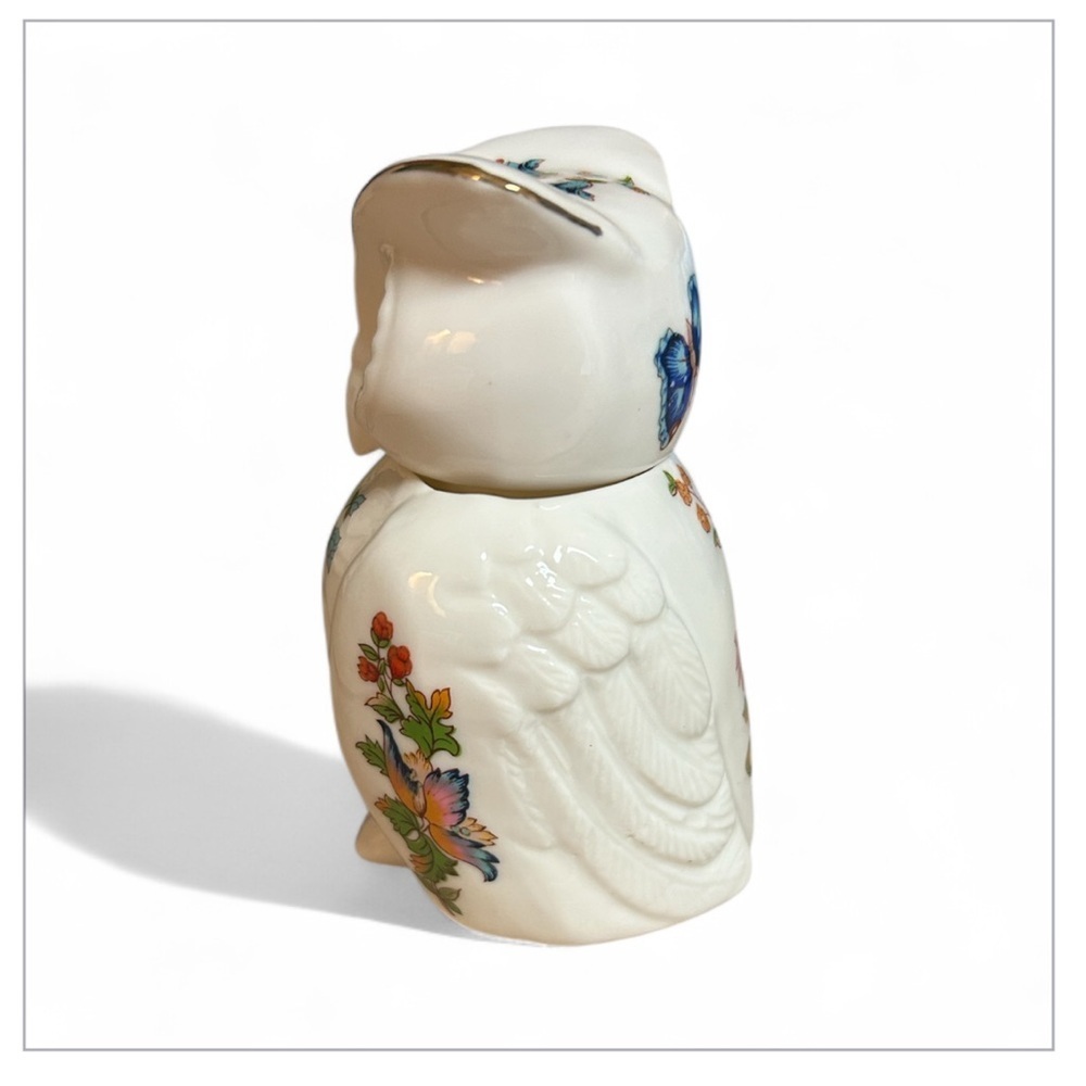 Ardco Owl Box Porcelain Figurine Floral Butterfly Motif Cottagecore Farmhouse - Picture 5 of 6